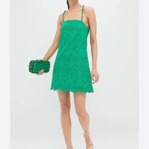 Tuckernuck Hyacinth House Vibrant Green Eyelet Mini Dress